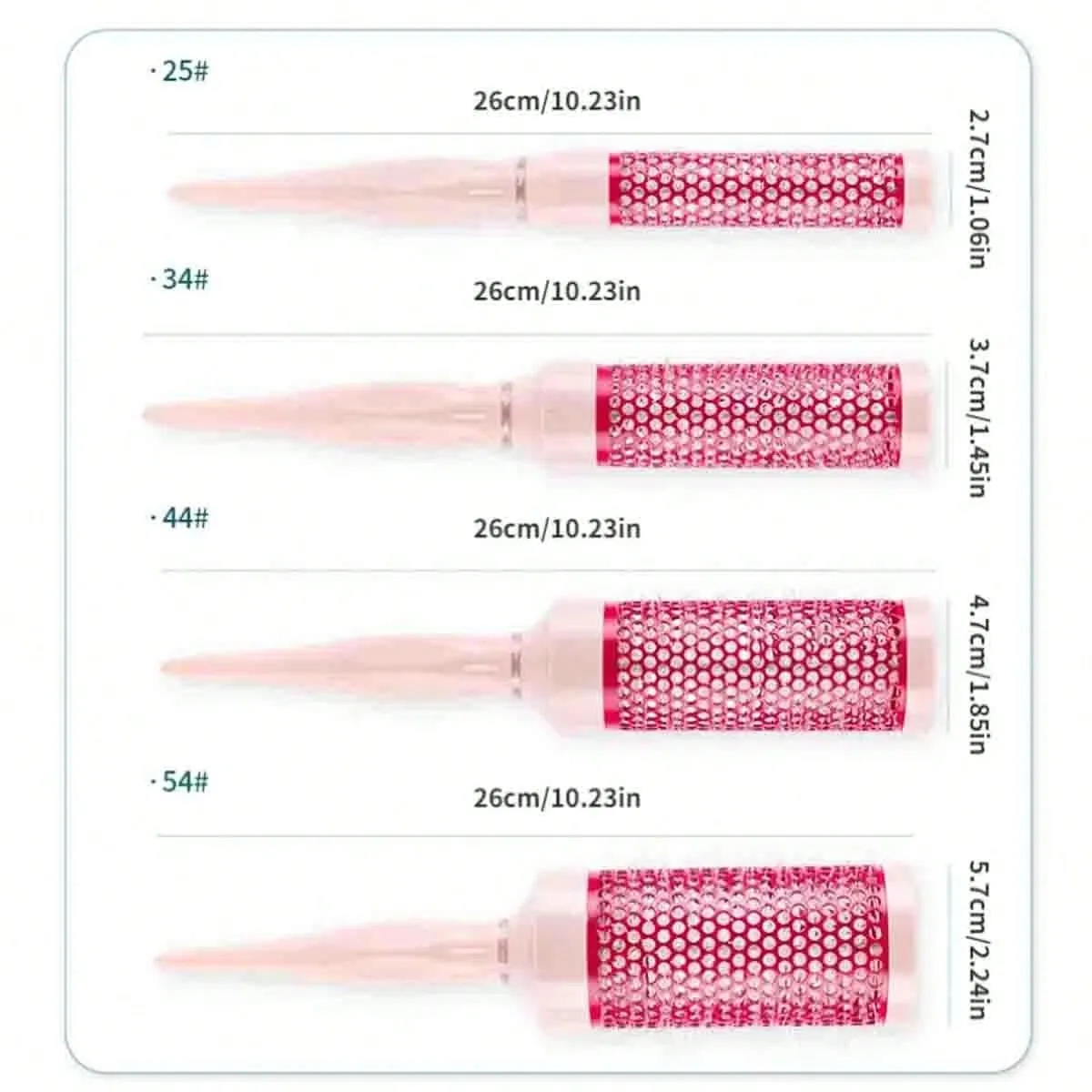 1PC Pink Hairdressing Curling Comb Professional Hair Styling Comb Nylon Curling Round Brush For Blow Drying,Round Curling Hair Brush Hairdressing Curling Comb Aluminum Tube Hair Styling Comb For Blowing And Styling Hair