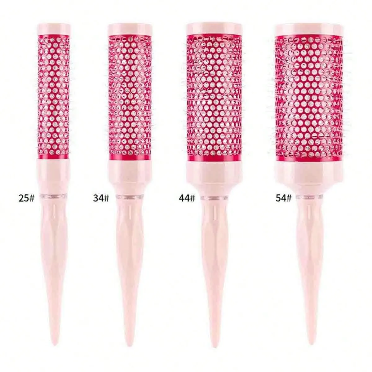 1PC Pink Hairdressing Curling Comb Professional Hair Styling Comb Nylon Curling Round Brush For Blow Drying,Round Curling Hair Brush Hairdressing Curling Comb Aluminum Tube Hair Styling Comb For Blowing And Styling Hair