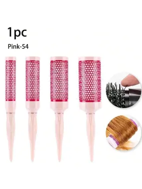 1PC Pink Hairdressing Curling Comb Professional Hair Styling Comb Nylon Curling Round Brush For Blow Drying,Round Curling Hair Brush Hairdressing Curling Comb Aluminum Tube Hair Styling Comb For Blowing And Styling Hair