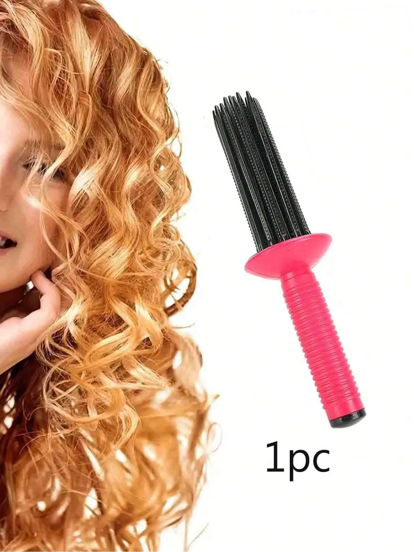 1PC Pink Hairdressing Curling Comb Professional Hair Styling Comb Nylon Curling Round Brush For Blow Drying,Round Curling Hair Brush Hairdressing Curling Comb Aluminum Tube Hair Styling Comb For Blowing And Styling Hair