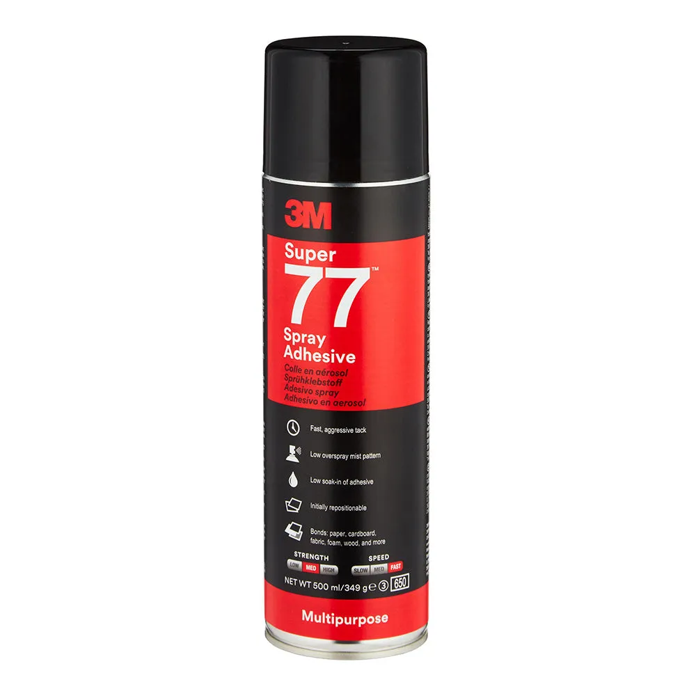 3M Super 77 Multi Purpose Fast Tack Spray Adhesive 375g Clear x 2 Pack