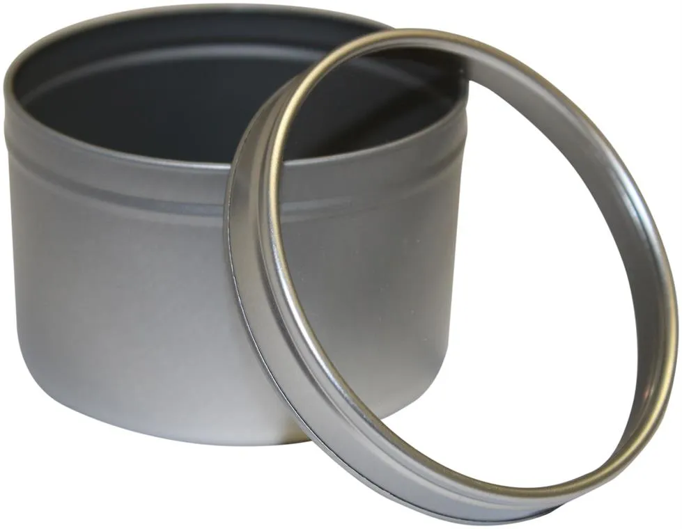 Large Silver Round Candle Tin With Window 250ML