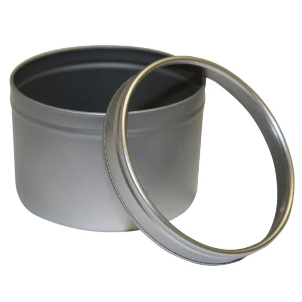 Large Silver Round Candle Tin With Window 250ML