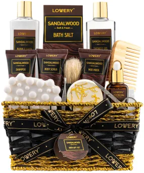 Lovery - Mens Gift Set - 14Pc Sandalwood Bath Set, Beard Grooming Kit